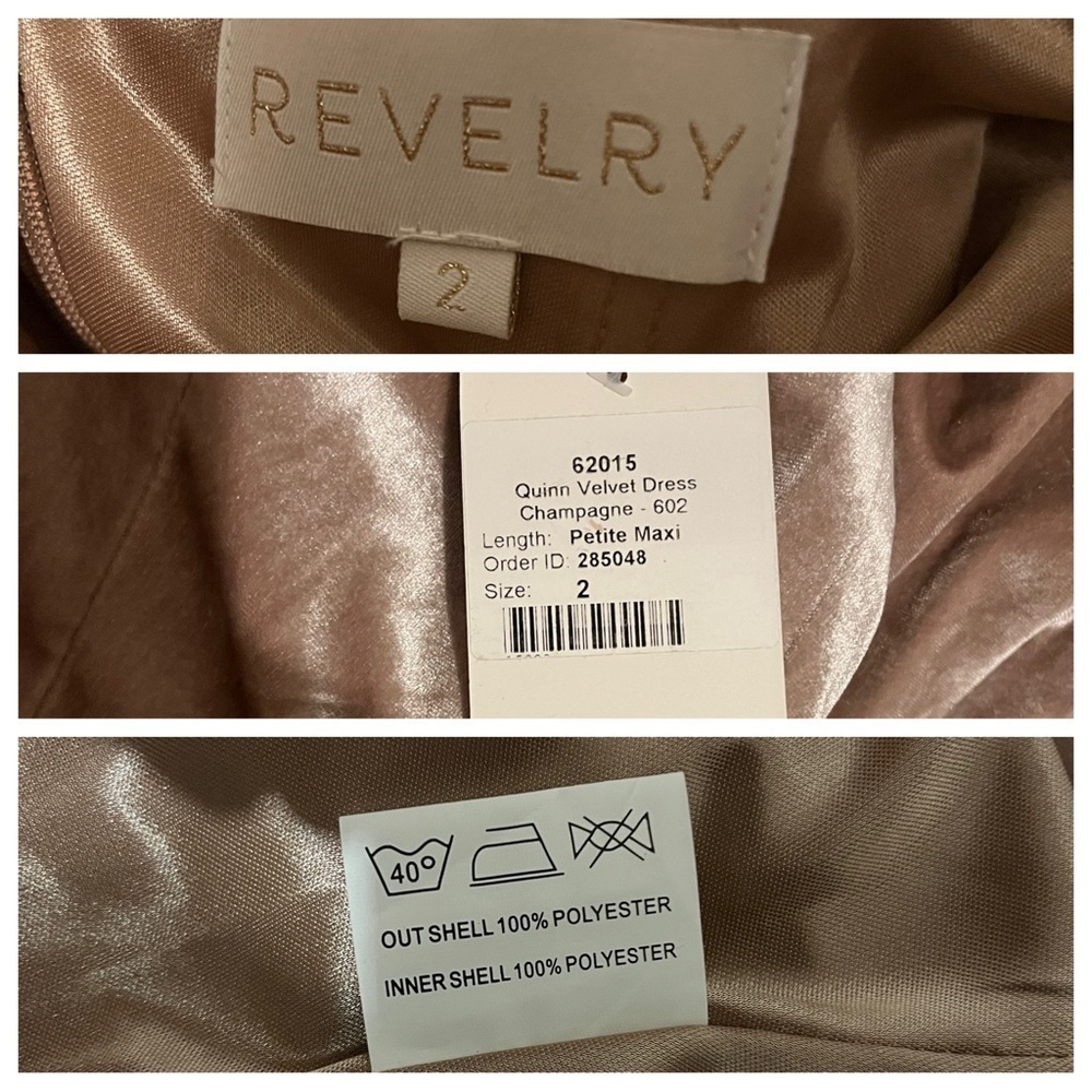 Revelry Quinn Velvet Formal Maxi Dress 2 Petite Champagne Tan Long Gown - Picture 6 of 6